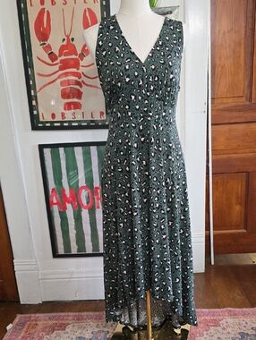 torrid 1x Green Leopard-Print High-Low Maxi Dress